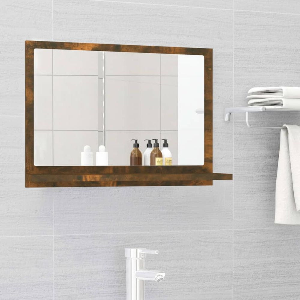 Vidaxl Kúpeľňové zrkadlo dymový dub 60x10,5x37 cm spracované drevo